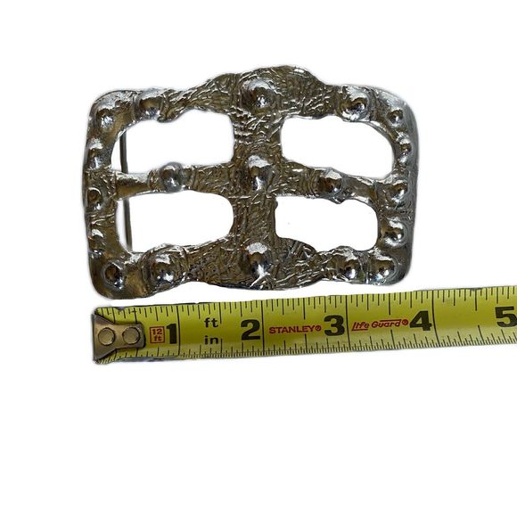 Belt Buckle Silver Tone Metal Cut-out Design Biker Gothic Rockstar Heavy Metal - Picture 6 of 6